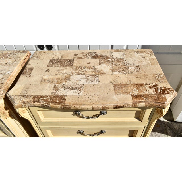 Vtg. Pair of Thomasville Marble Top Italian Provincial Oversized Nightstands For Sale In Philadelphia - Image 6 of 13