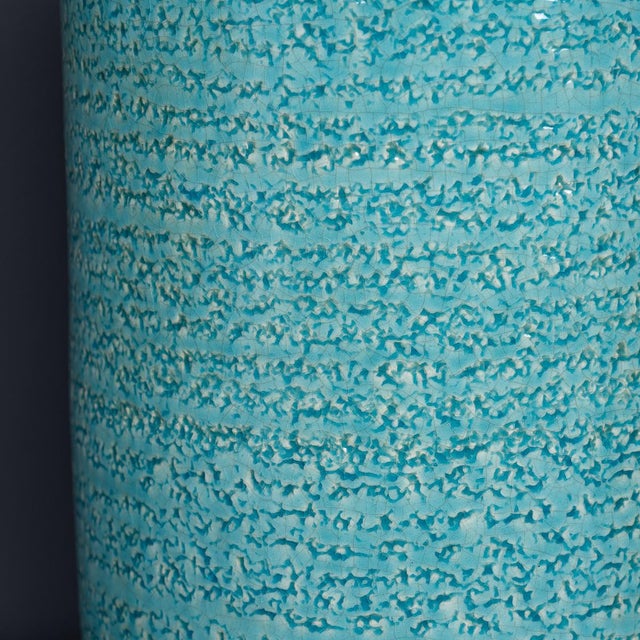 Vintage French Blue Ceramic Table Lamps, 1970, Set of 2 For Sale - Image 4 of 13