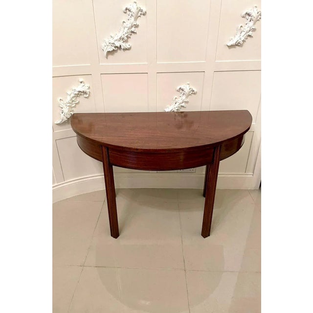 Antique George III Mahogany Demi-Lune Console Table For Sale - Image 6 of 12