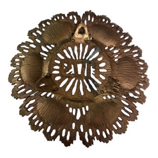 Vintage Wainberg Brutalist Footed Brass Sedar Plate Judaica 10in For Sale