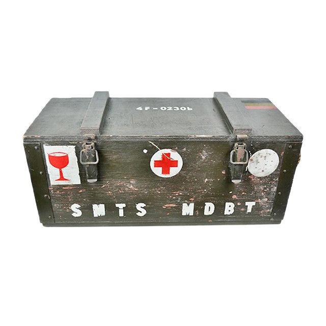 Belgian Military Wooden Box, 1960s For Sale