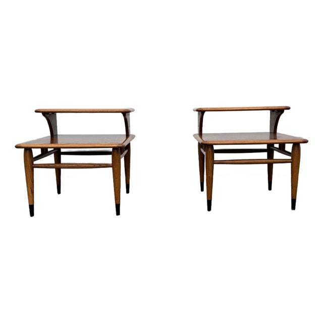 Pair of Mid-Century End Tables by Andre Bus for Lane Acclaim 2-Tier For Sale