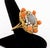 Mid-Century Modern 18k Rose Gold Star Sapphire Coral Diamond Ring For Sale - Image 3 of 10
