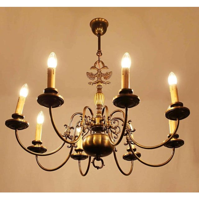 Flemish Brass 8-Armed Chandelier For Sale - Image 4 of 5