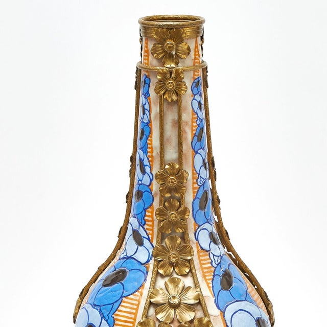 Early 20th Century Early 20th Century French Art Deco Gilt-Metal Mounted Stoneware Vase For Sale - Image 5 of 10