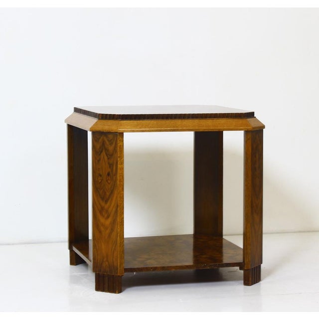 1920s Art Deco French Side Table in Walnut Burl and Oak, 1925 For Sale - Image 5 of 14