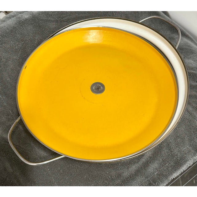 Vintage Cathrineholm Yellow Lotus Enamel Dutch Oven Lidded Pot For Sale - Image 9 of 12