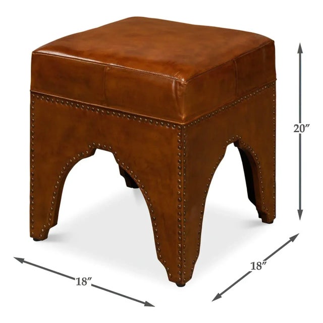 Modern Leather Arch Base Ottoman For Sale - Image 9 of 10