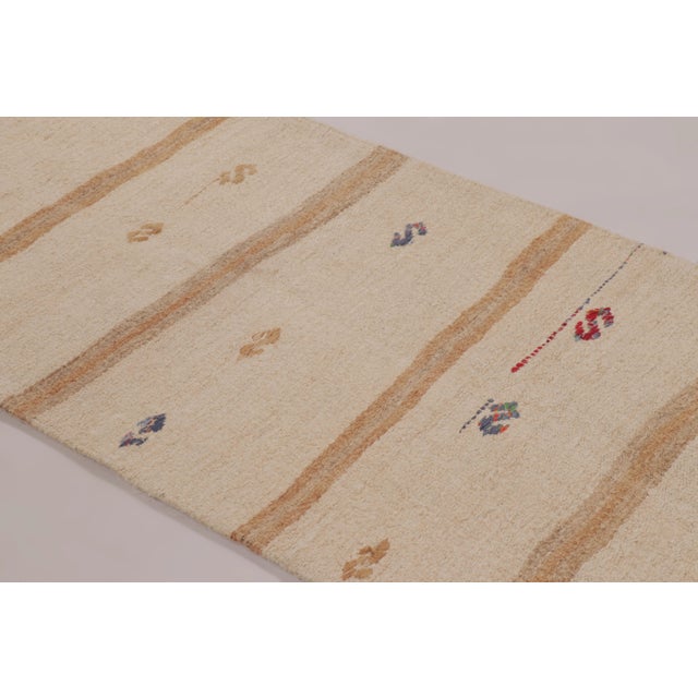 1950s Vintage Anatolian Runner With Minimalist Beige-Brown Striped Field - Rug & Kilim For Sale - Image 5 of 10