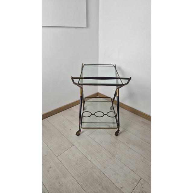 Trolley in Wood, Brass and Glass Shelves attributed to Cesare Lacca for Cassina, 1950s For Sale - Image 6 of 16