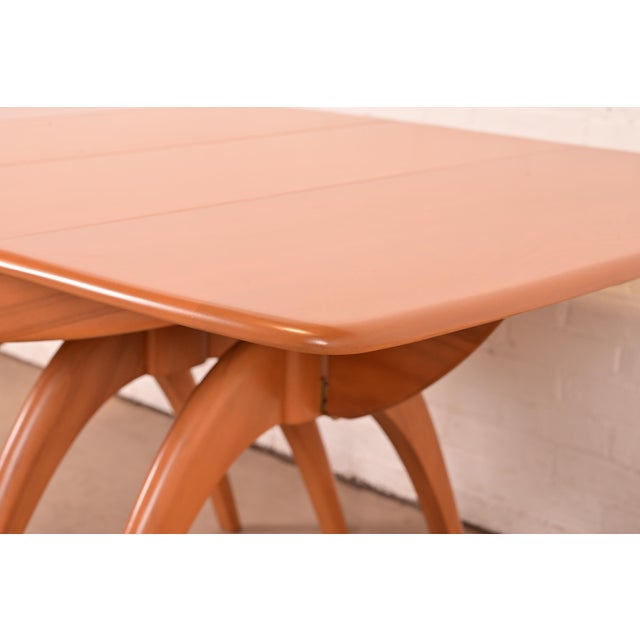 Heywood Wakefield Mid-Century Modern Solid Maple Wishbone Extension Dining Table, Newly Refinished For Sale - Image 10 of 15