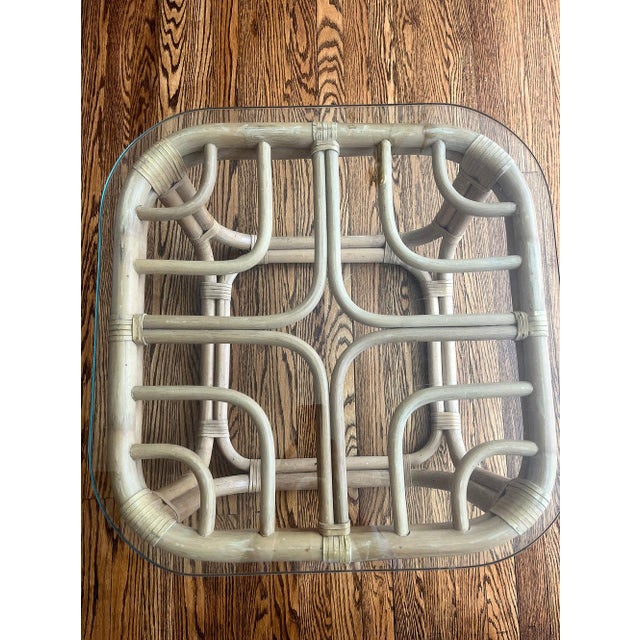 Mid-Century Modern 1960s Brown Jordan Rattan Fretwork Square Side Table For Sale - Image 3 of 3