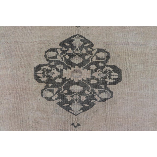 Vintage Turkish Oushak Rug With Subtle Pastel and Dark Green Floral Patterns 7'5 X 9'9 For Sale In Atlanta - Image 6 of 11