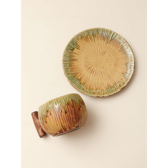 Ceramic Vintage-Style Coffee Cup and Saucer Set - Set of 2 For Sale - Image 7 of 7