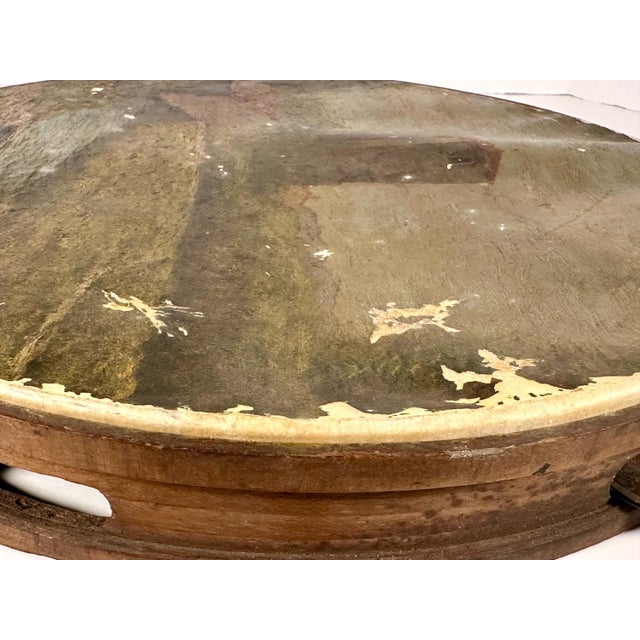 Antique Folk Art Hand Painted Scenic Tambourine For Sale - Image 9 of 10