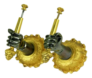 C. 1940's French Maison Bagues Hollywood Regency Gilt & Patinated Bronze Wall Shelf Fist Supports - a Pair