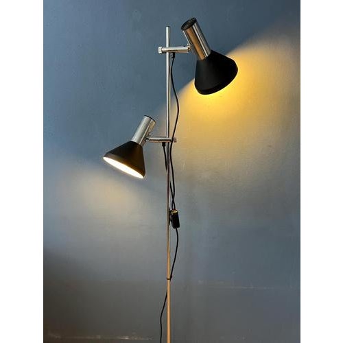Vintage Black Floor Lamp with Two Aluminum Spots For Sale - Image 13 of 13