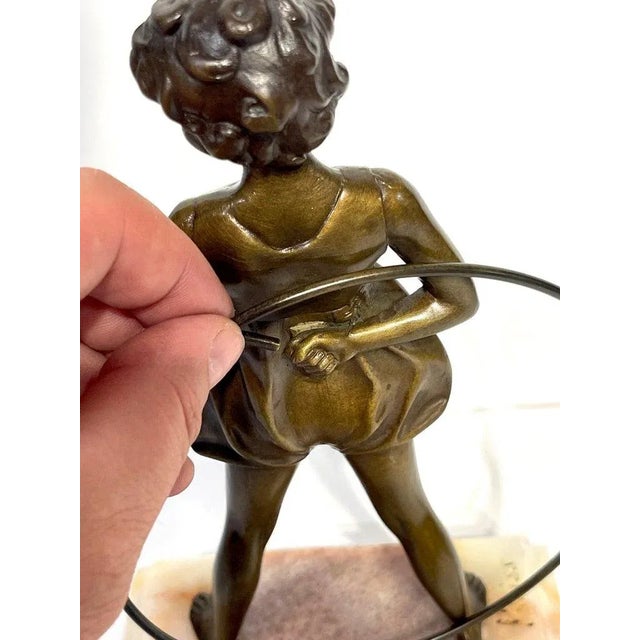 Art Deco Hoop Girl' Art Deco Bronze Sculpture Signed Ferdinand Preiss (1882-1943) For Sale - Image 3 of 10