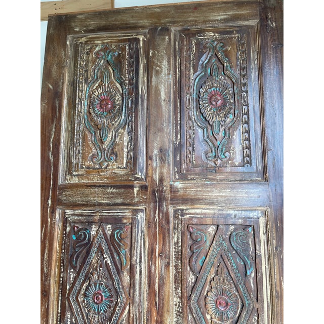 Vintage Floral Carved Barn Door – Reclaimed Wood Rustic Pantry & Sliding Door 84x36 For Sale - Image 4 of 6