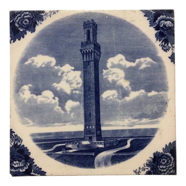 Wedgwood Delft Tile: The Pilgrim Memorial - 1899 For Sale