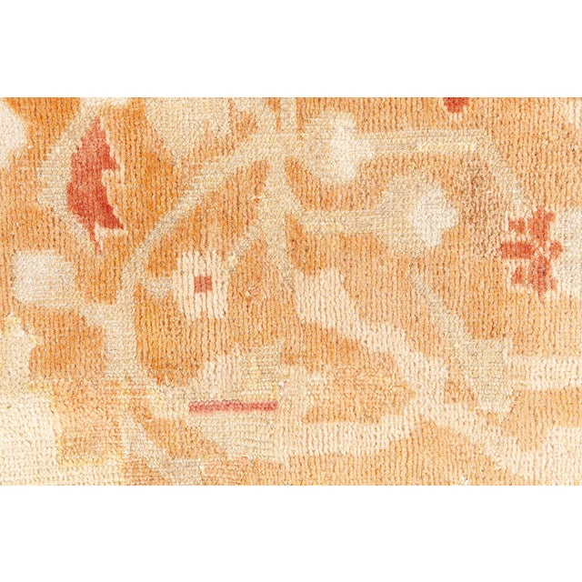 Early 20th Century Indian Amritsar Orange, Brown Handmade Wool Rug For Sale - Image 10 of 11