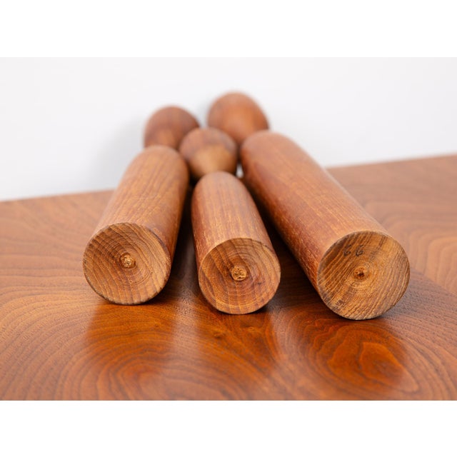 Mid Century Modern Teak Candlestick Holder Set For Sale - Image 4 of 4