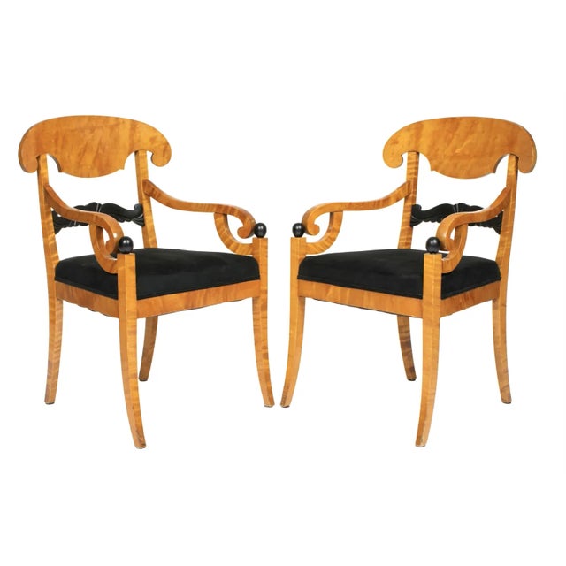 Wood A Pair of Biedermeier Style Arm Chairs For Sale - Image 7 of 7