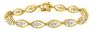 10K Yellow Gold Plated .925 Sterling Silver 1 cttw Prong Set Round-Cut Diamond Link Bracelet (J-K Color, I1-I2 Clarity) - 7.25"