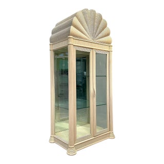 Vintage Scalloped Top Pencil Reed Cabinet For Sale