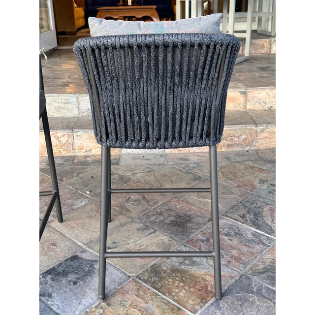 Black Four Hands Porto Outdoor Bar Stools, Pair For Sale - Image 8 of 12