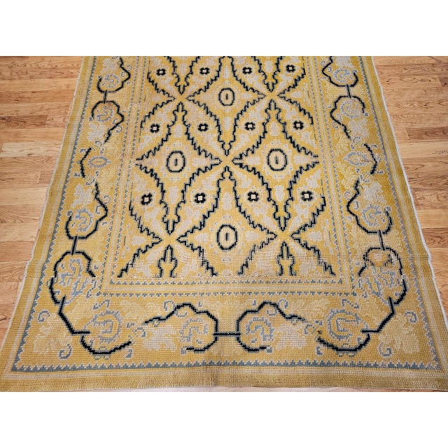 Vintage French Area Rug, Hand-Knotted Wool, Allover Geometric Design, Tan & Black, 6x9 For Sale - Image 10 of 17