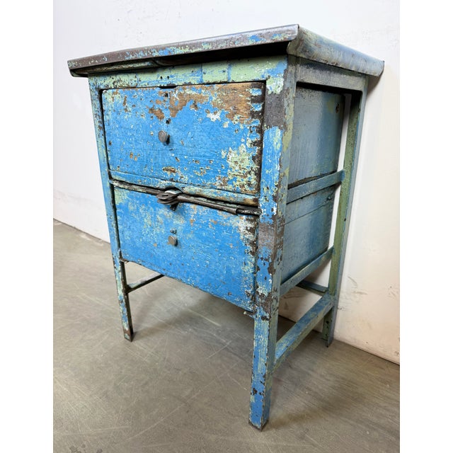 Industrial Blue Iron Chest of Drawers, 1950s For Sale - Image 4 of 18