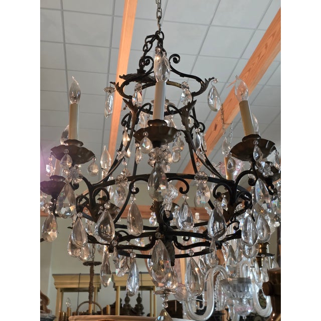Antique Patinated Bronze Chandelier For Sale - Image 12 of 16