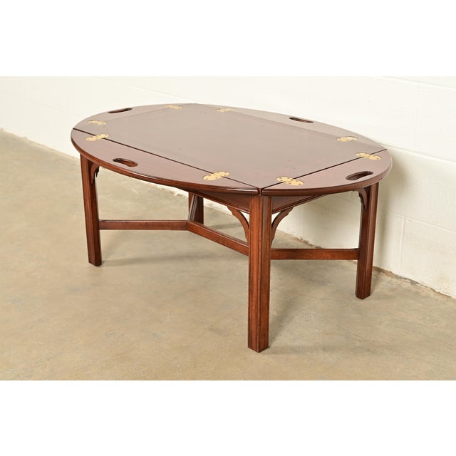 Henkel Harris Georgian Carved Mahogany Butler's Coffee Table For Sale - Image 16 of 16