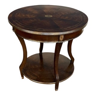 Maitland Smith Mahogany Round Lamp Table For Sale