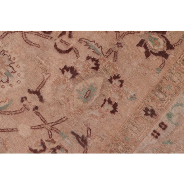 Art Nouveau Boho Chic 1990's Pak-Persian Tan/Green Wool Rug - 6'1'' X 8'8'' For Sale - Image 3 of 9