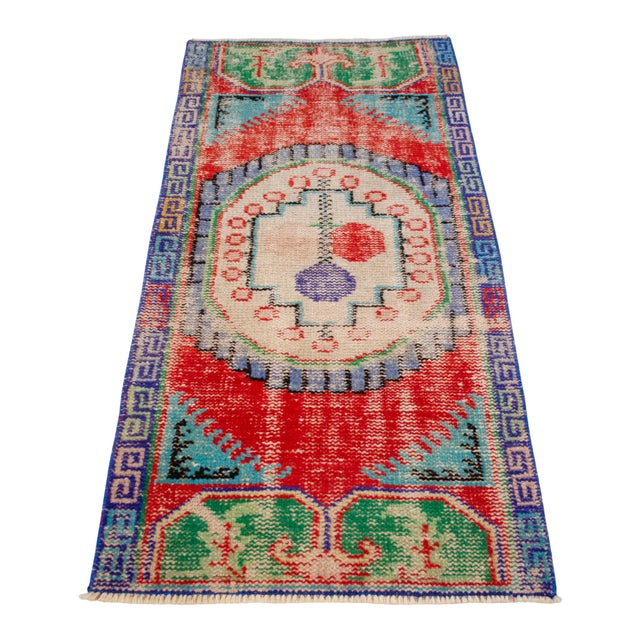 1980s 1980s Hand Knotted Turkish Rug. Floral Colorful Small Area Rug, Bath Mat, Kitchen Decor 2'2" X 4'5" For Sale - Image 5 of 13