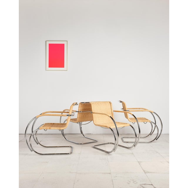 Thonet MR 20 Chairs in Turbular Steel by Mies Van Der Rohe for Thonet, Set of 4 For Sale - Image 4 of 18