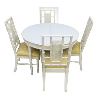 Omega Hollywood Regency Faux Bamboo Dining Table Four Chairs 1 Leaf 6032 For Sale