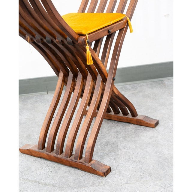 Mid Century Side Chair Stained Italian Arm Carved Lion Head Savonarola Baroque For Sale In Sacramento - Image 6 of 12