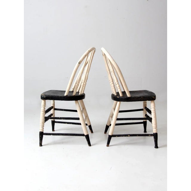 Farmhouse Antique Painted Windsor Chairs Pair For Sale - Image 3 of 13