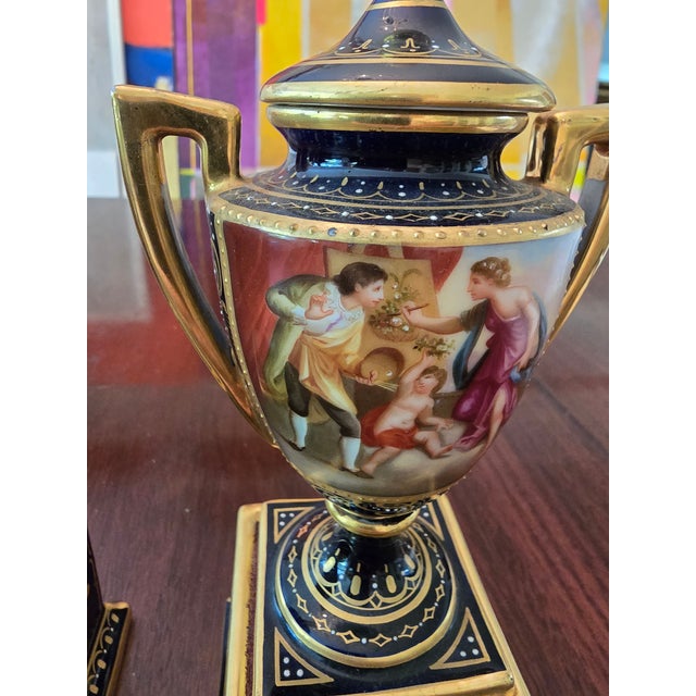 Antique Royal Vienna Signed and Marked Urns- a Pair For Sale - Image 4 of 16