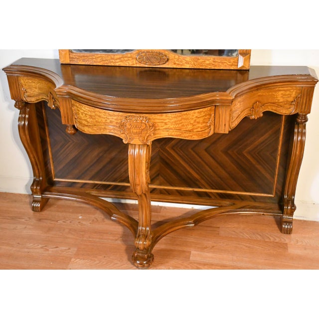 1890s Antique Victorian Rosewood & Oak Console Table and Mirror Set For Sale - Image 4 of 18