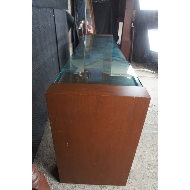 1980s Post Modern Mahogany & Polished Glass Console Hall Sofa Table Sideboard For Sale - Image 9 of 11