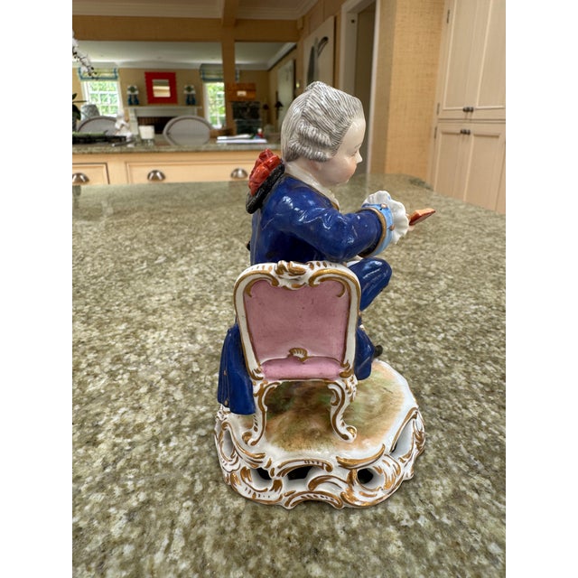 Pair of 19th Century Porcelain Figures of a Boy and Girl Likely From the Nymphenburg Porcelain Factory Germany For Sale - Image 9 of 16