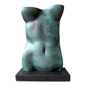 “Torsolino Blue Variation” Contemporary Abstract Sculpture, Cast Bronze, on Granite, by Gerald Siciliano