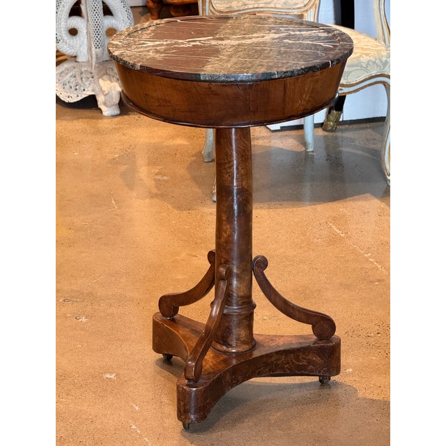 19th Century French Walnut Table With Marble Top For Sale - Image 4 of 10