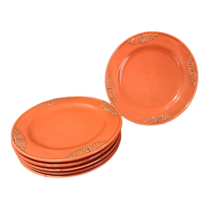Late 20th Century Italian "Ceramiche Virginia" for Anthropologie Coral Salmon Color Plates- Set of 6