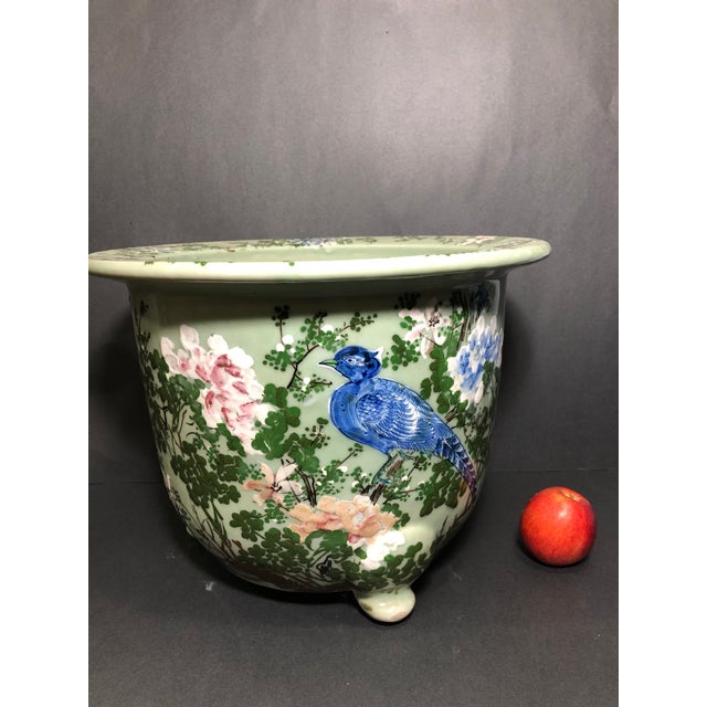 Antique Japanese Celadon Hand Painted Porcelain Flower Pot Chairish