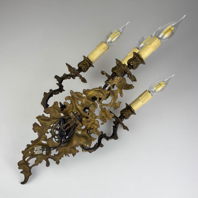Vintage Italian Bronze Wall Sconce, Italy, 1930s For Sale - Image 6 of 18